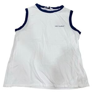 Cupcakes and Cashmere White Sleeveless Tee Size Medium Navy Blue Accent Trim